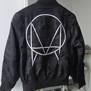 Black Bomber Jacket with White Logo